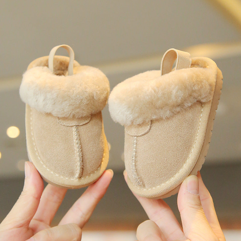 Suede Fleece-lined Cotton Shoes For Children's Walking 3