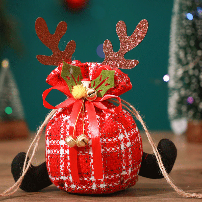 Christmas Apple Bag Antlers Checkered Cloth Gift Bag Christmas Eve Kindergarten Children's Small Gift Candy Bag 4