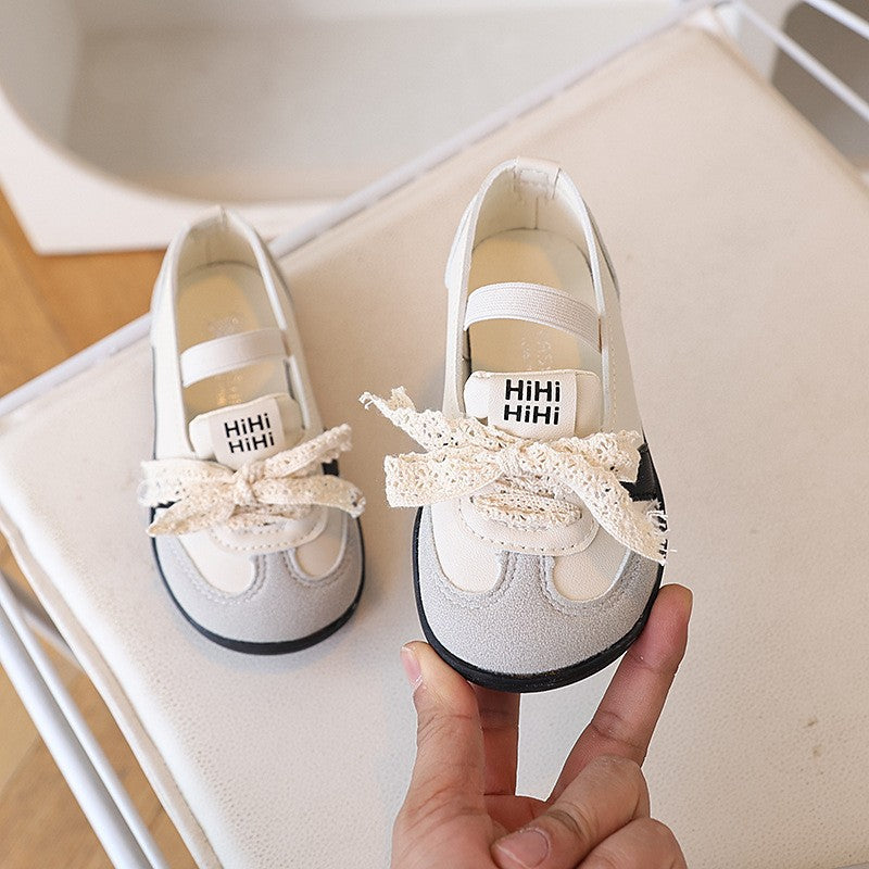 Children's Shoes, Girls' Casual Shoes, Korean Version Children's Shoes, Lace Bow Children's Moral Training Shoes 5