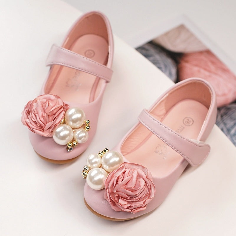 Girls Pearl Bow Show Princess Shoes 5