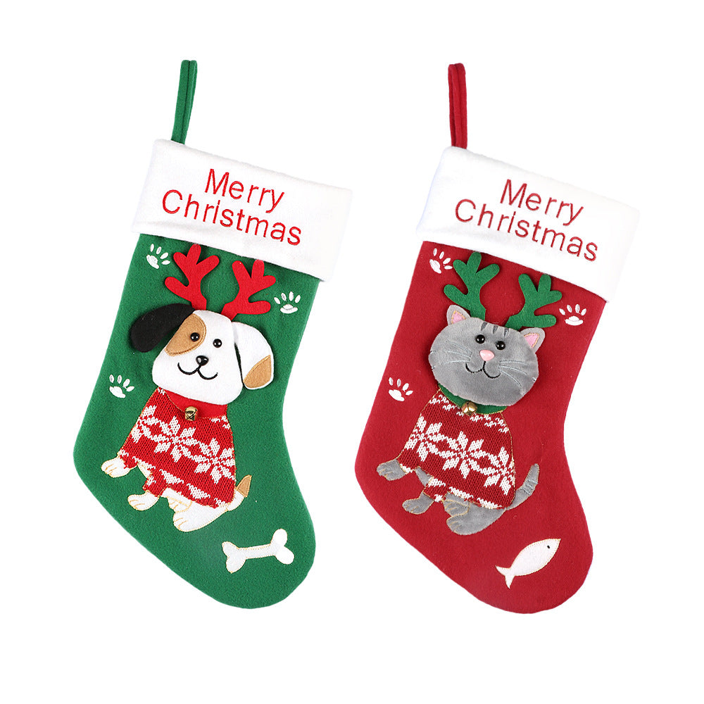 Cute Cat and Dog Christmas Socks Cartoon Christmas Socks Gift Bag Christmas Decorative Socks Christmas Tree Pendant 5