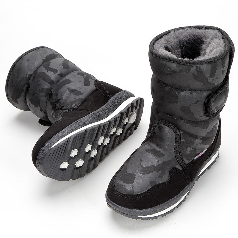 Waterproof And Slip-resistant Winter Mid-top Fleece-lined Thick Children's Winter Shoes 3