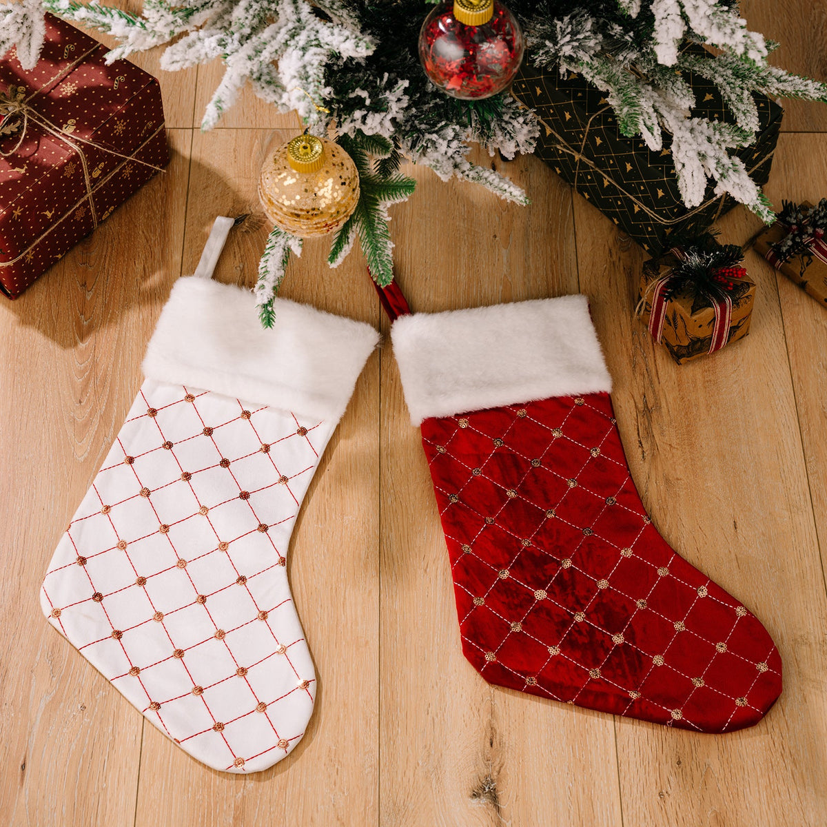 Christmas decoration supplies, high-end Christmas socks, red Christmas stockings, gift bags, tree hanging gift socks 3