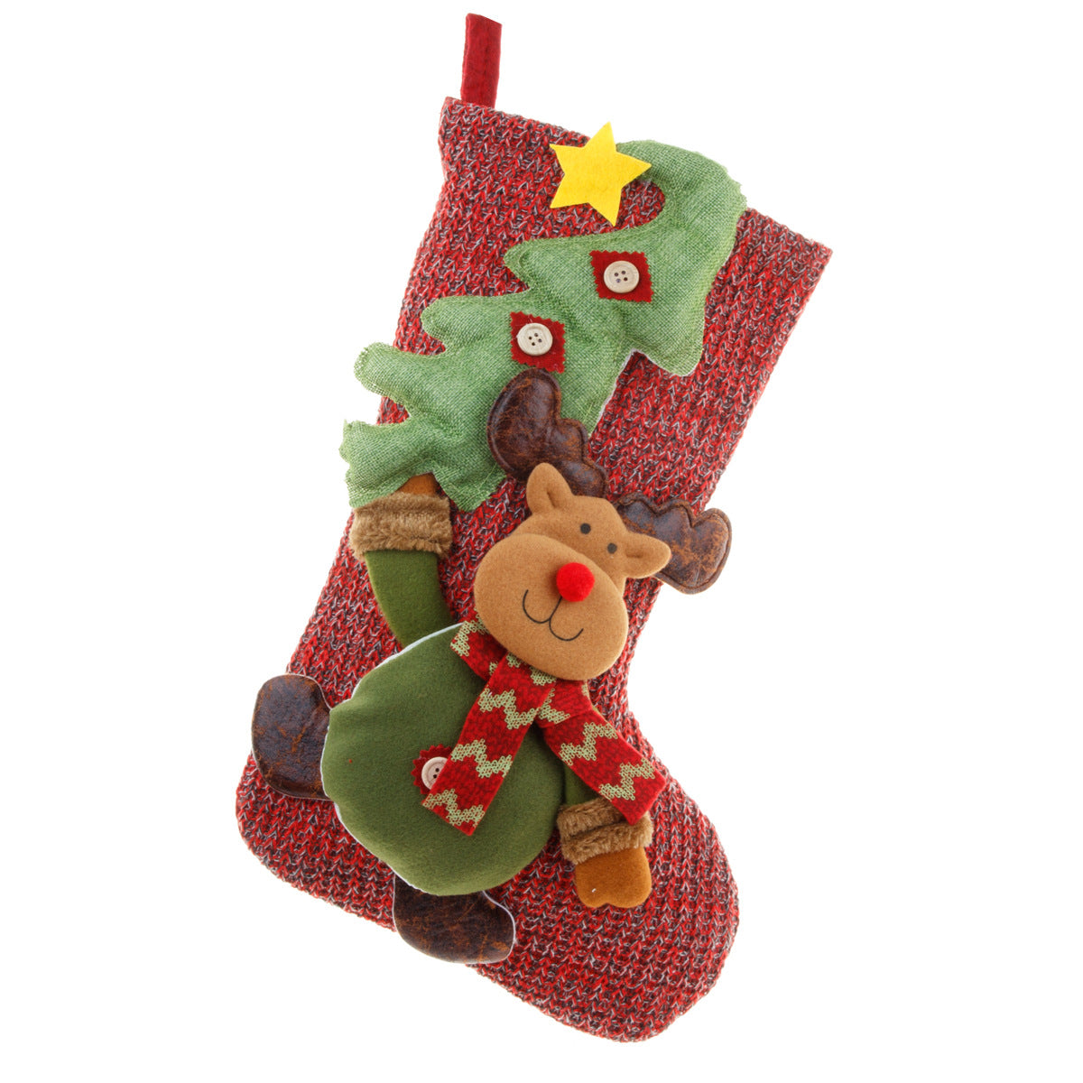 Christmas Decorations Knitted Yarn Large 3D Santa Claus Snowman Deer Christmas Socks Gift Bag 6