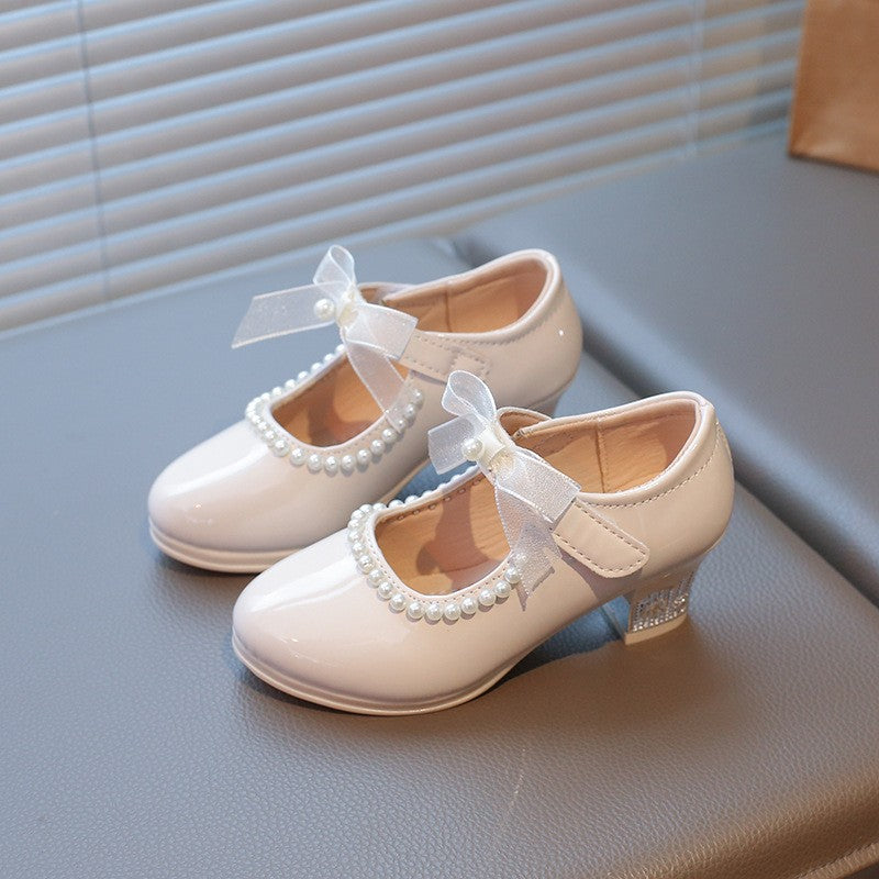 2026 Summer New Girls Block Heel Princess Shoes, Stylish Kids Loafers, Versatile Leather Dress Shoes For Little Girls 3