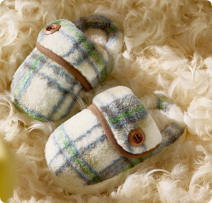 Indoor Home Silent Thick Warm Fur Shoes For Children 4