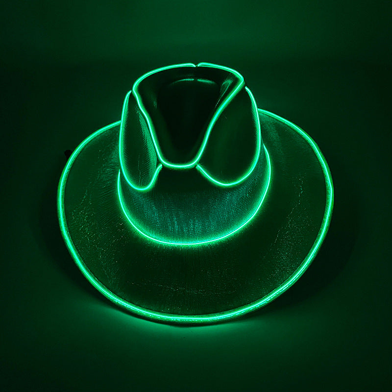 Halloween Carnival Party LED Wireless Fluorescent Colorful Cowboy Flashing Hat 3