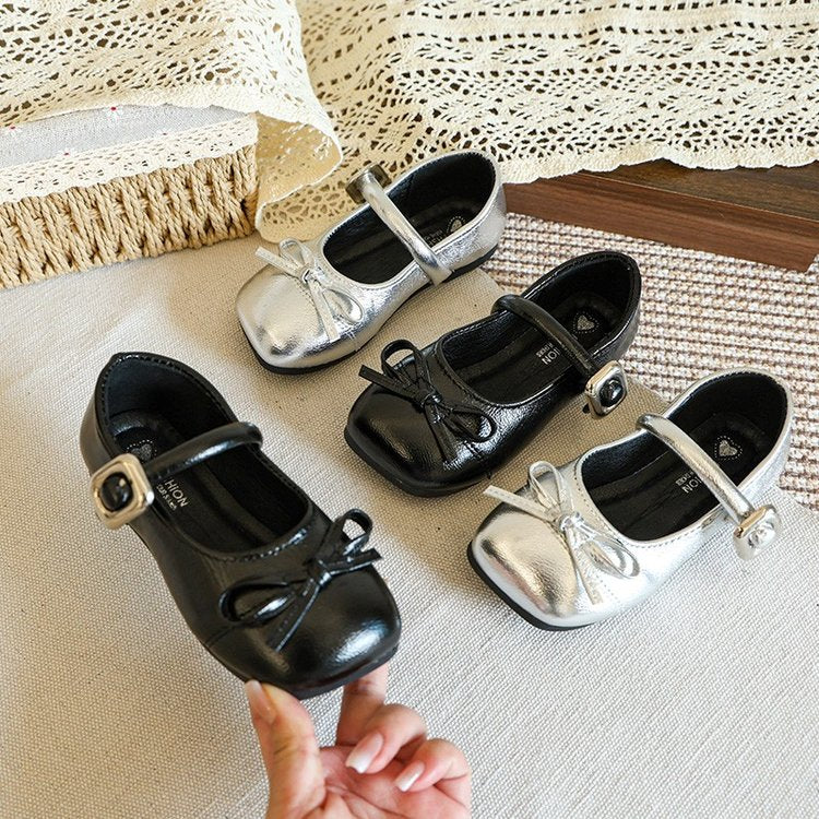 Girls' Leather Shoes, Shallow Mouth Princess Shoes, Korean Version, Girls' Fashionable, Versatile, Casual Single Shoes 2