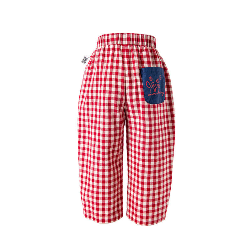Spring New Arrival Childrens Casual Plaid Pants Fresh And Relaxed Style 5