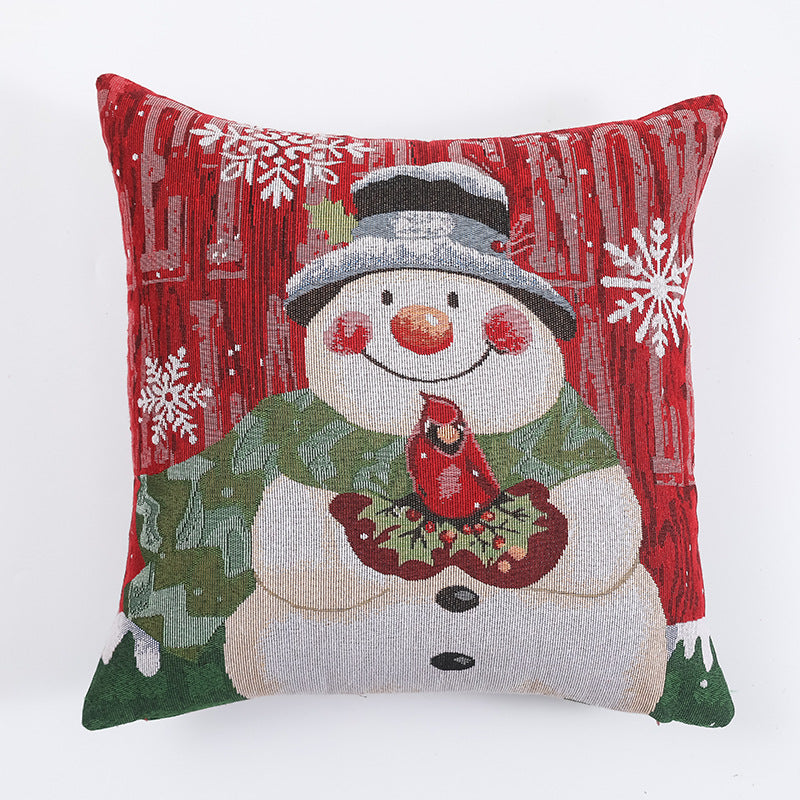 Christmas Pillow Cover (without core) Woven Cartoon Elk Snowman European and American Festival Cushion Sofa 6