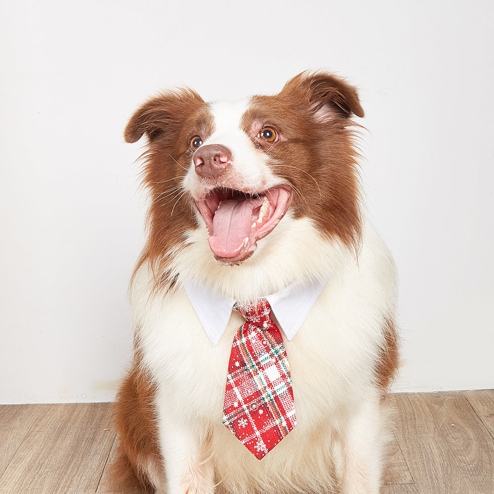 New British style handsome Christmas dog collar Christmas pet tie 2