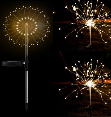 New Ground Plug Solar Fireworks Light LED Light String Copper Wire Outdoor Garden Decoration Star Lights Christmas Lights 44