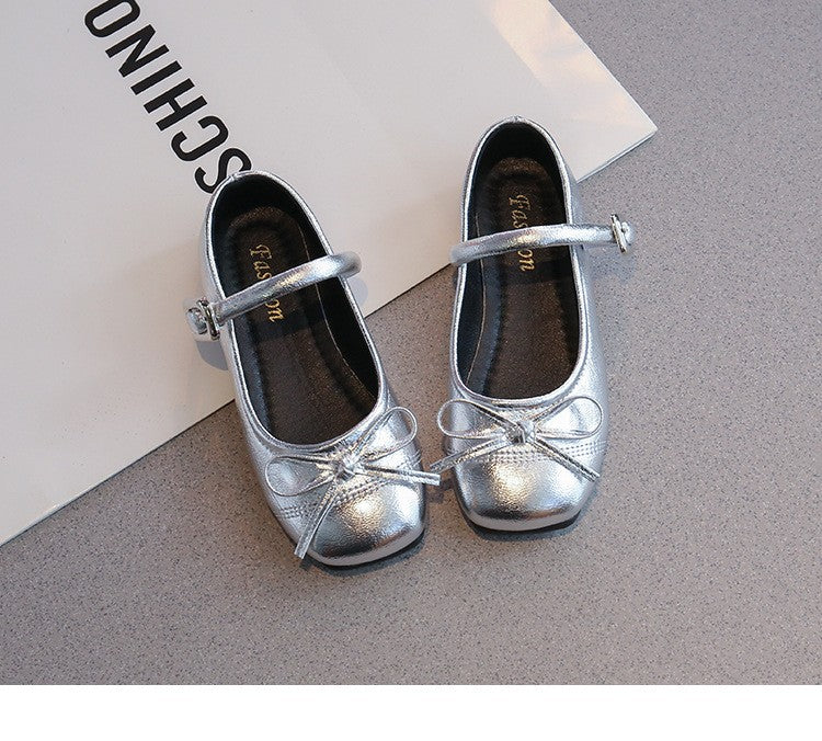 Girls' Leather Shoes, Shallow Mouth Princess Shoes, Korean Version, Girls' Fashionable, Versatile, Casual Single Shoes 5