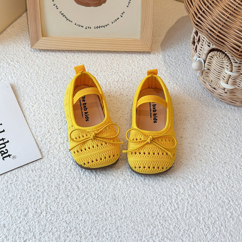 Girls' Baotou Sandals, Children's Bow Princess Single Shoes, Girls' Baby Breathable Knitted Shoes 10