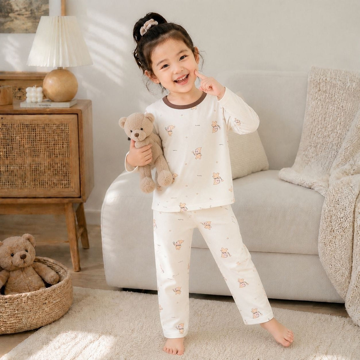 SpringAutumn Boneless Boys And Girls Autumn Top And Pants Set 7A Antibacterial Underwear Set 15