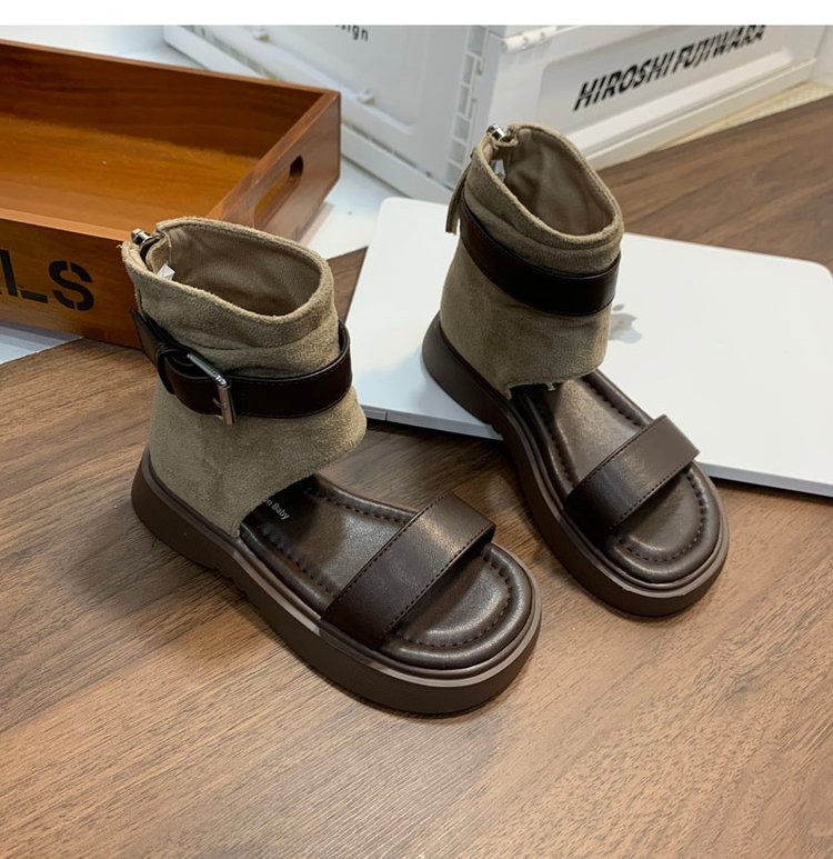 Retro Casual Niche Design Roman Sandals For Girls With A Straight Strap And Western Style Sandals 2