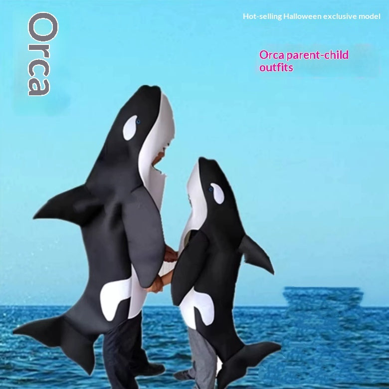 Killer Whale Marine Life COS Costume Childrens Parent-Child Outfit 1