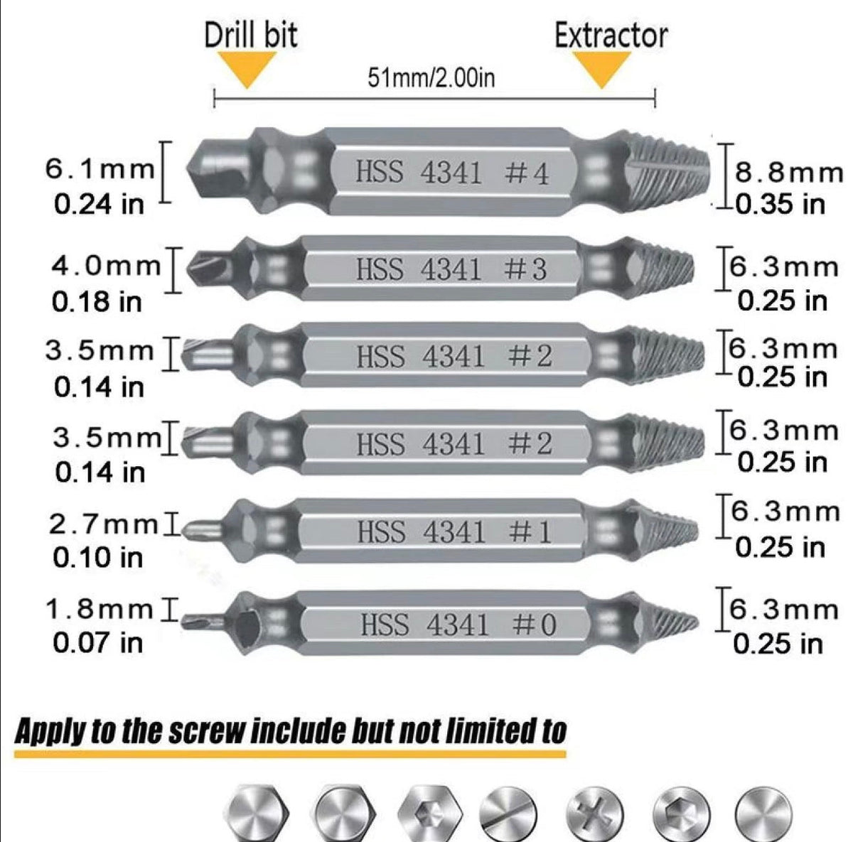 GripOut Screw Extractor Set 4