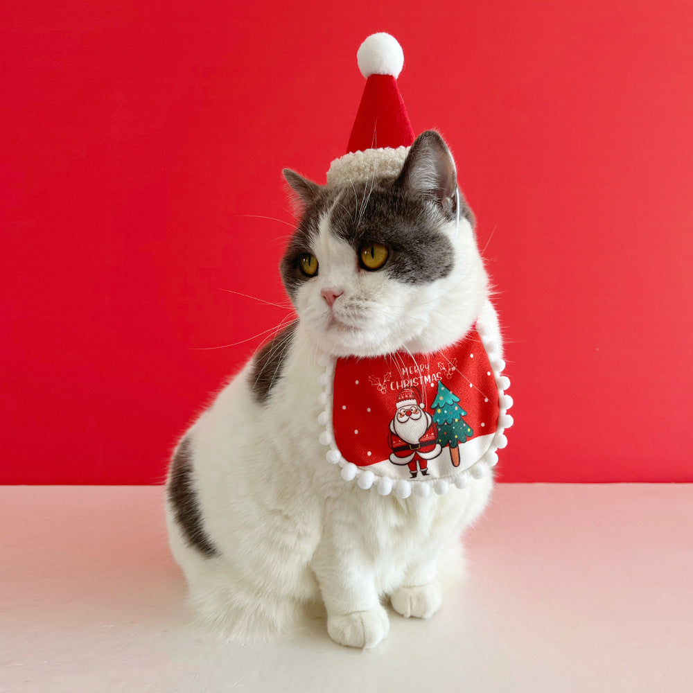 Pet Christmas Dress up, Cat Scarf, Scarf, Christmas Supplies, Hat Decorations, Dog Cute Set, Scarf 2