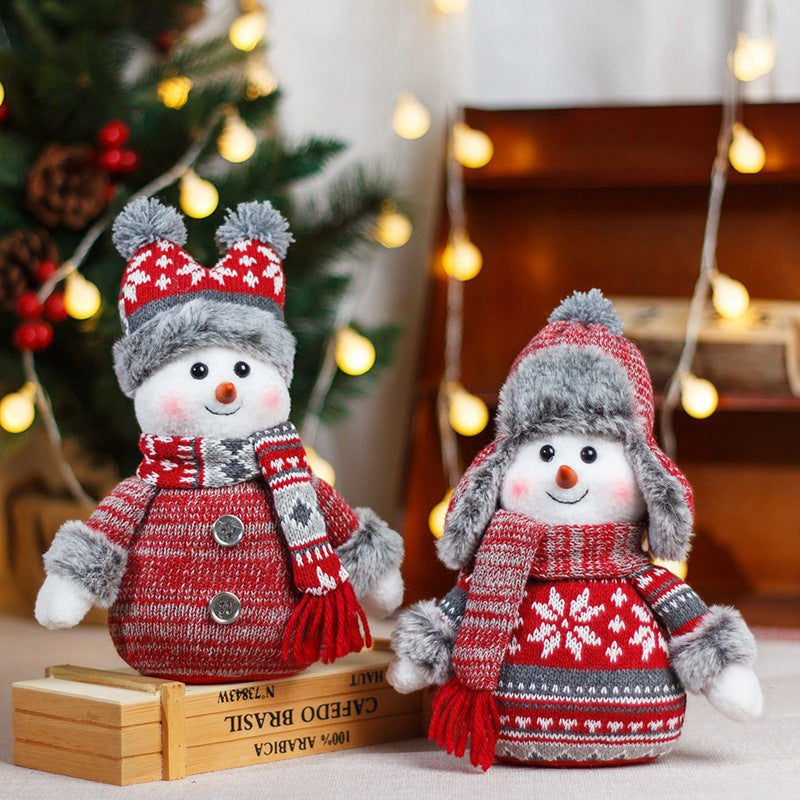 Doll Lei Feng Hat Scarf Snowman Doll Window Display Cute Christmas Snowman Cloth Doll 2