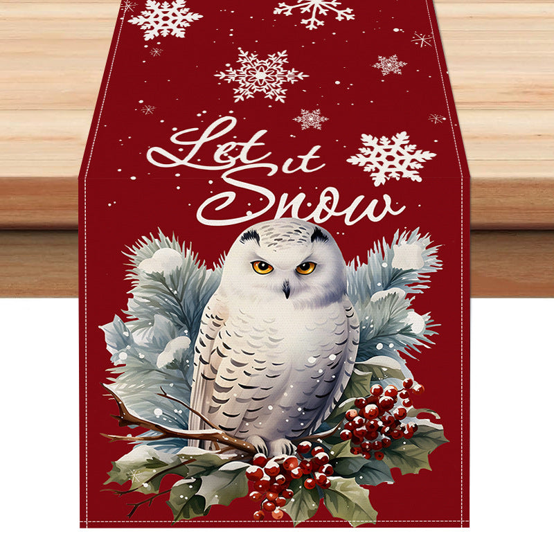 Owl Linen Table Flag Christmas Day Table Decoration Tablecloth Kitchen Restaurant Tablecloth Tea Table Cloth 6