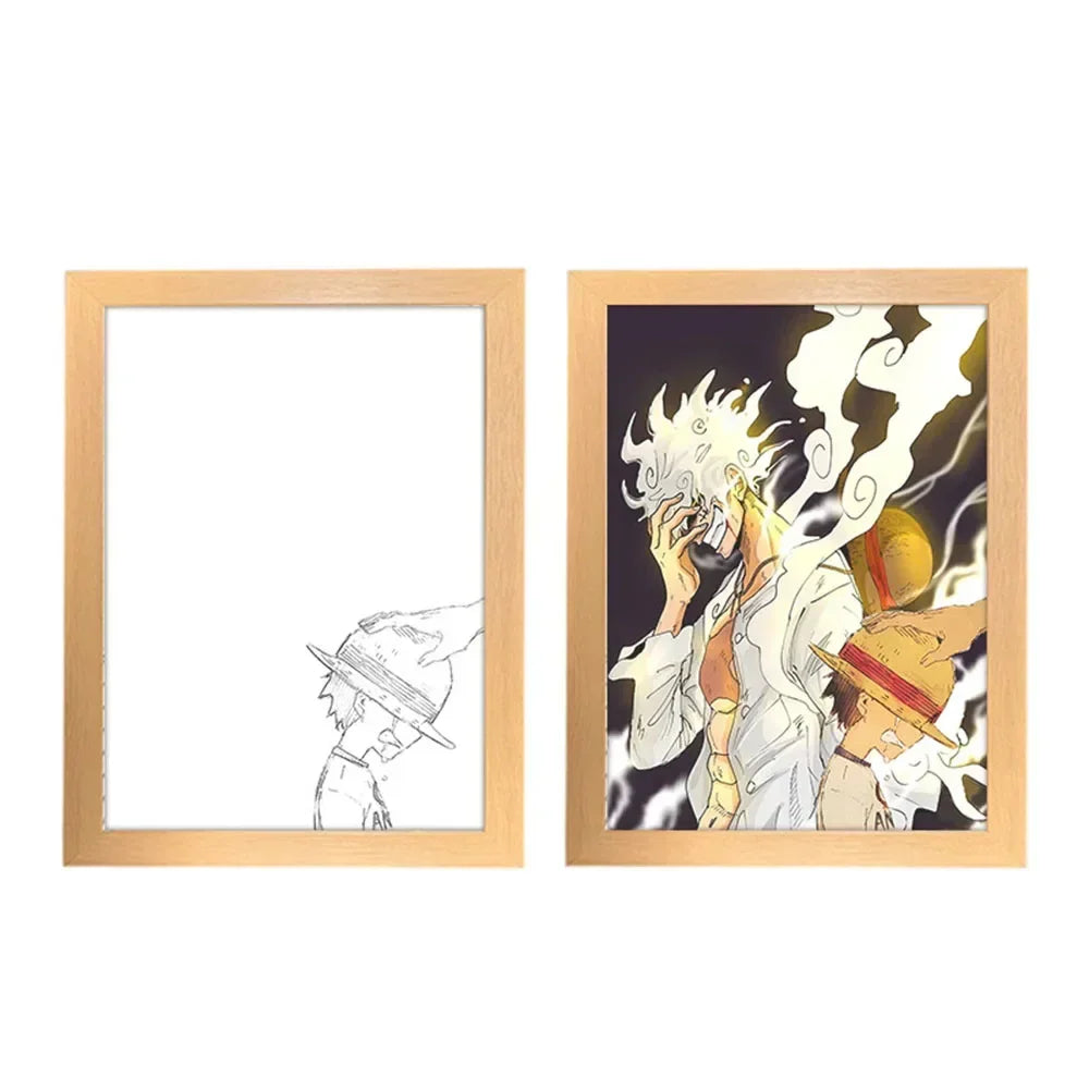 One Piece Creative Photo Frame Night Light Toy Anime Character Luffy Zoro Night Light Bedside Decoration Painting Christmas Gift 8