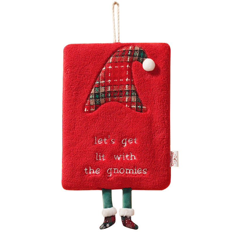 New Christmas hand towel can be hung with thick coral fleece towel, kitchen absorbent quick drying cloth, cartoon hand towel 1