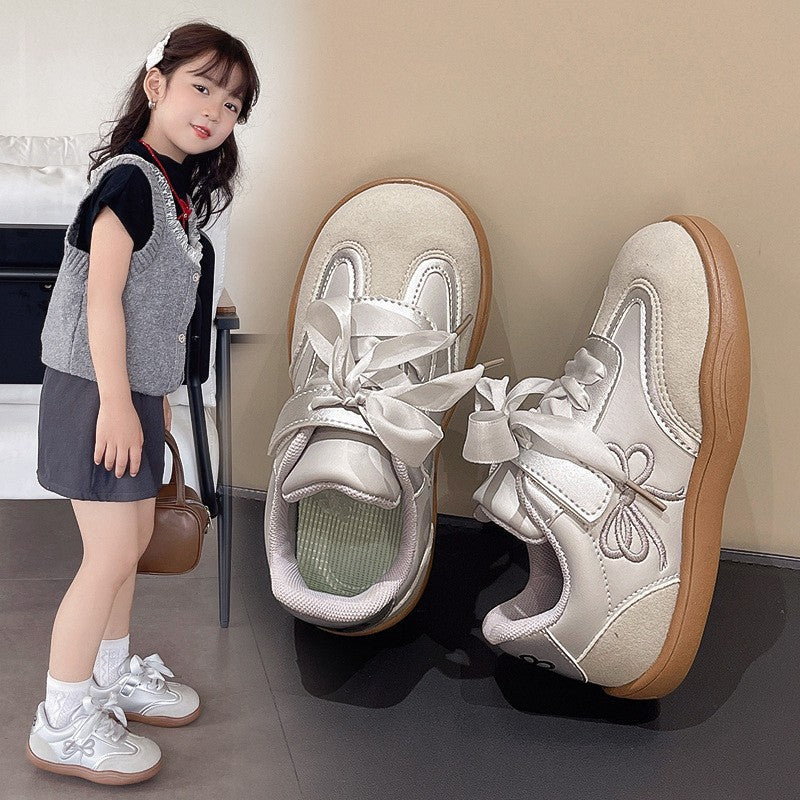 2026 Spring Autumn New Kids Skate Shoes, Breathable German Trainers, Fashion Bow Casual Sneakers For Little & Big Girls 6