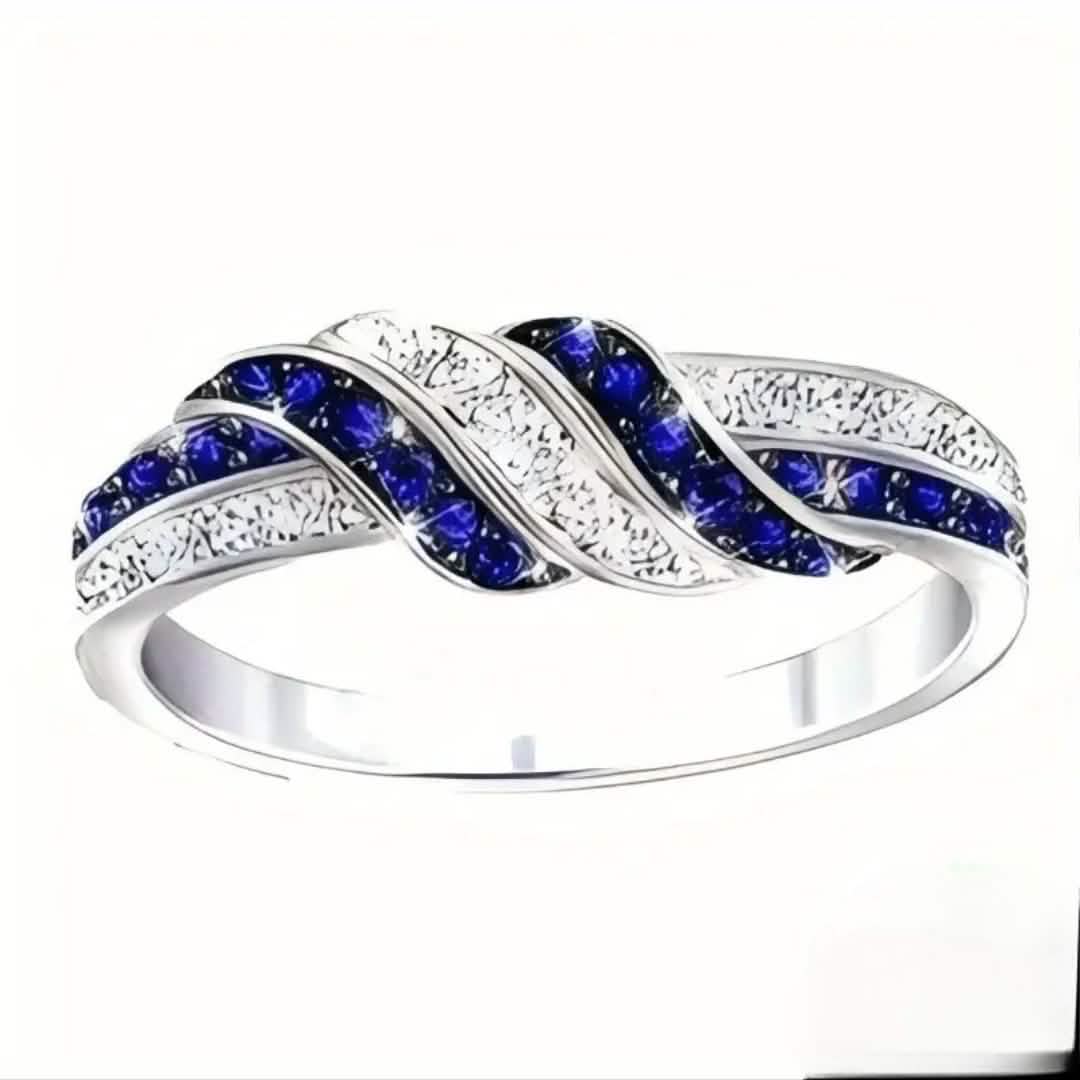 Sparkling Blue Cubic Zirconia Infinity Love Ring – 925 Sterling Silver 2
