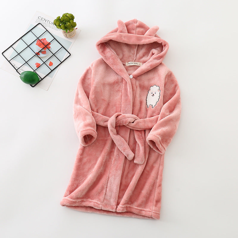 Flannel Bathrobe Boys' Home Wear With Hood 8