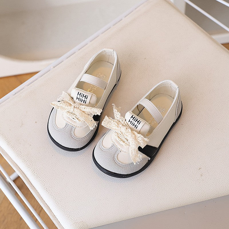 Children's Shoes, Girls' Casual Shoes, Korean Version Children's Shoes, Lace Bow Children's Moral Training Shoes 4