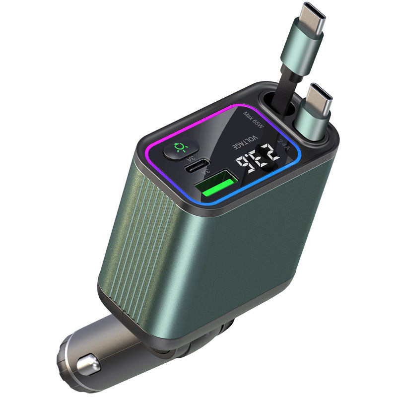 Retractable Cord Automatic Retraction Car In-car Charger Super-fast Charging 2