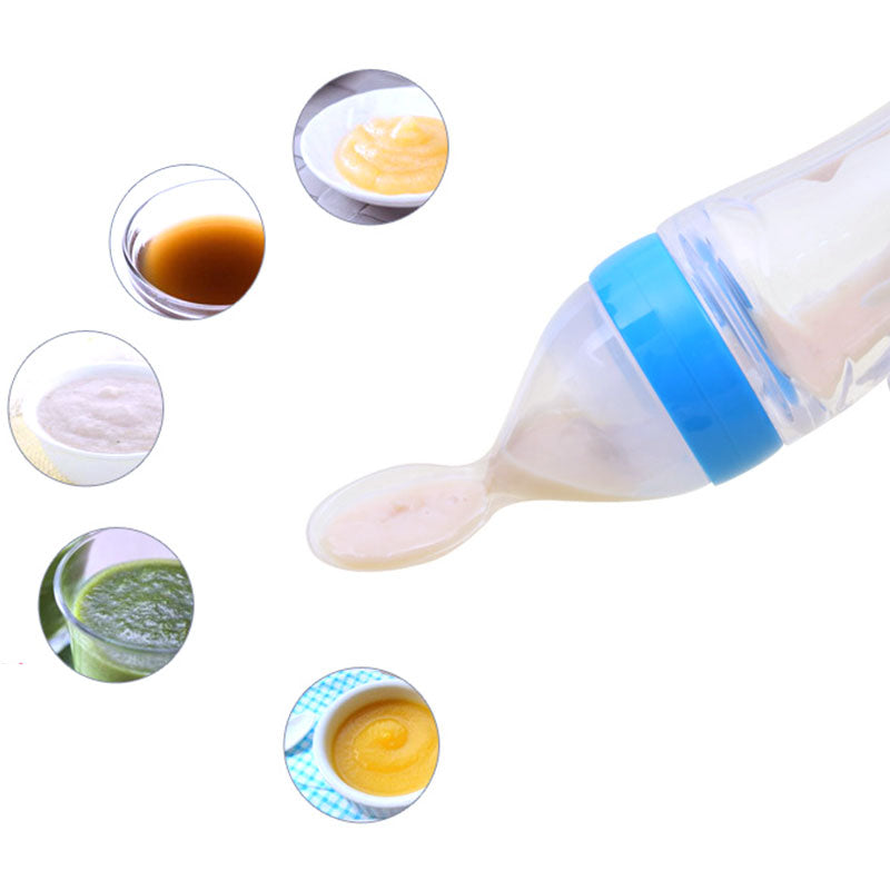 Safe Newborn Baby Feeding Bottle Toddler Silicone Squeeze Feeding Spoon Milk Bottle Baby Training Feeder Food Supplement 5