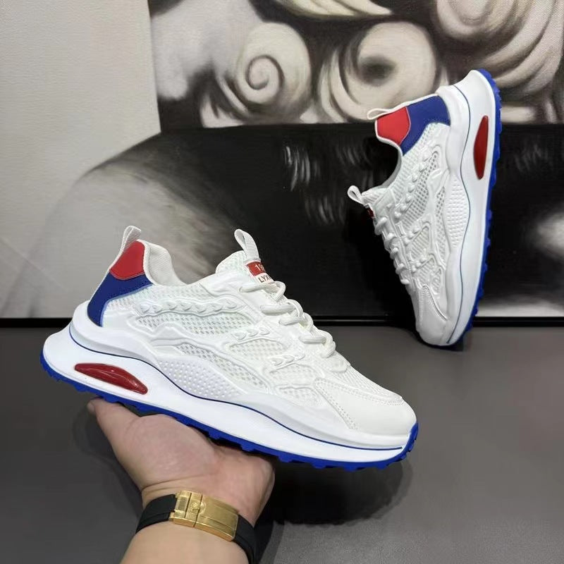 White Laceup Sneakers Fashion Breathable Mesh Flat Shoes Lightweight Versatile Casual Running Walking Shoes 1