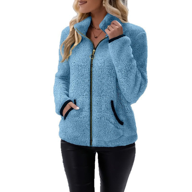 Double-Sided Fleece Zip-Up Cardigan - Casual Plush Hooded Jacket for Men Women Winter Warm Outerwear 6