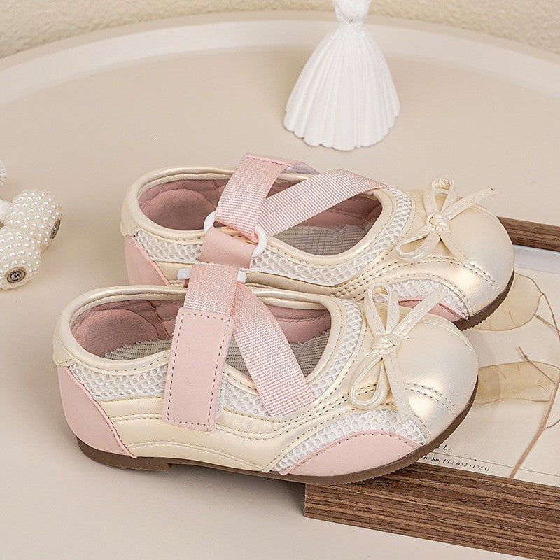 2026 Spring & Autumn Girls Shallow Mouth Leather Shoes, Retro Mary Jane Flats, Versatile Soft Leather Bow Ballet Shoes 5
