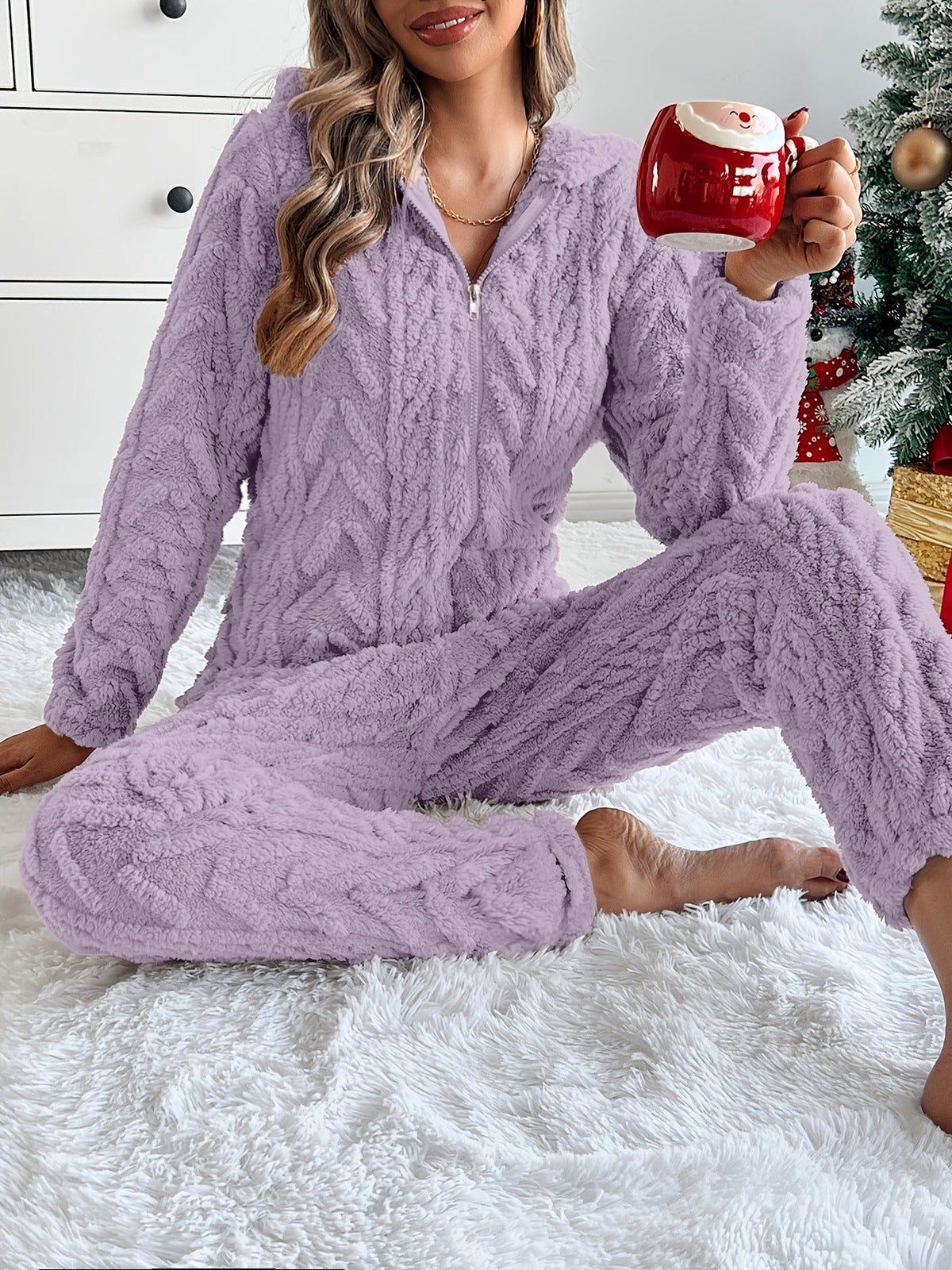 Loose Jacquard Warm Suit Warm Home Clothes 7