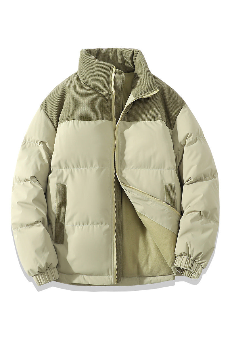 Winter Stand Collar Contrast-colored Coat Cotton Padded Jacket For Men Women Clothing 10