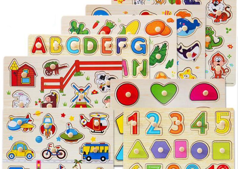 Kid Early Educational Table With Shapes of Vegetables and Animals Baby Hand Grasp Wooden Puzzle Toy Alphabet And Digit Learning Education Child Wood Toy 1