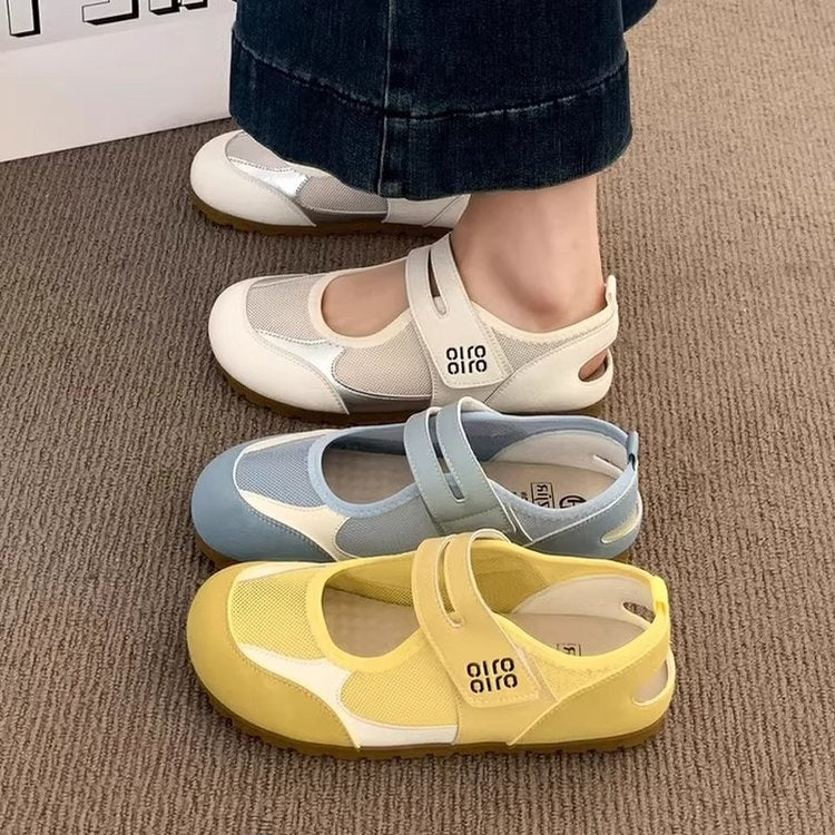 2026 New Summer Flat Academy Style Casual Shoes, Hook & Loop Korean Low Cut Outdoor Girls Flats 1