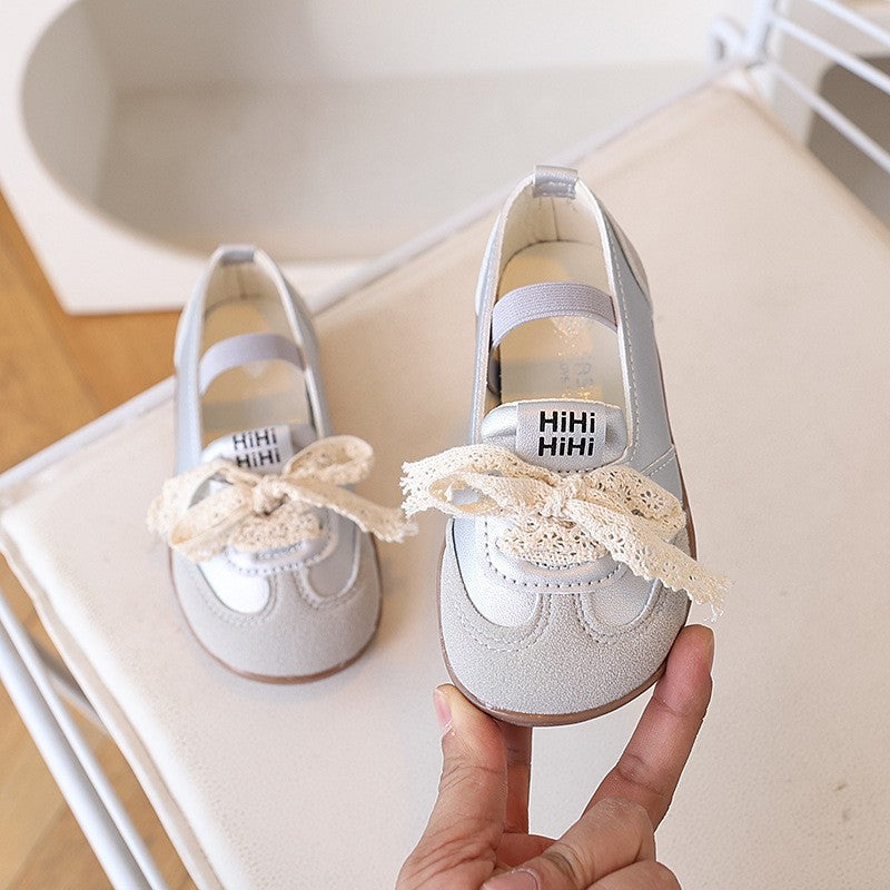 Children's Shoes, Girls' Casual Shoes, Korean Version Children's Shoes, Lace Bow Children's Moral Training Shoes 6