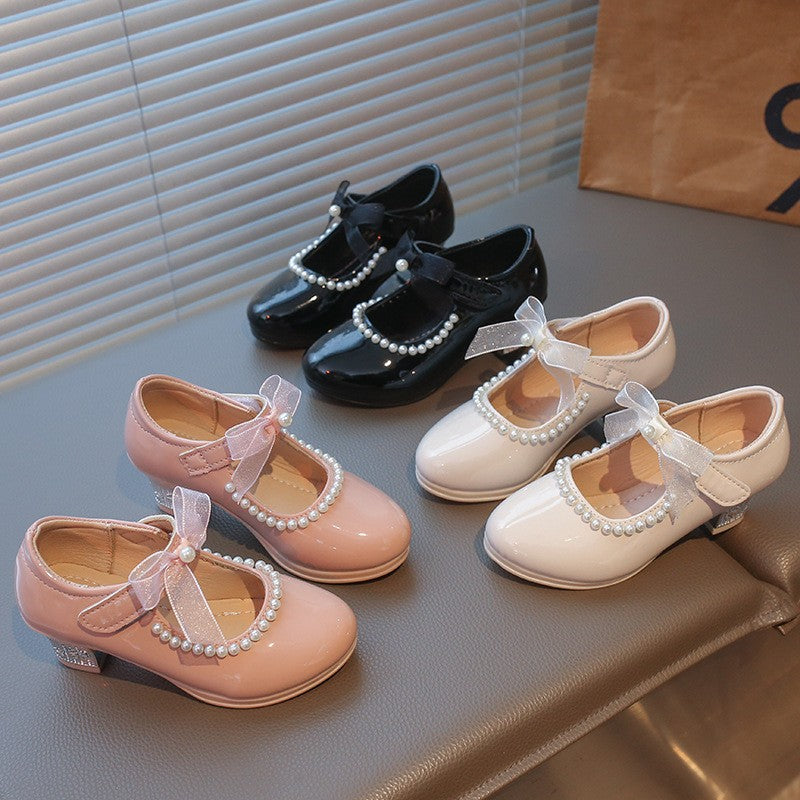 2026 Summer New Girls Block Heel Princess Shoes, Stylish Kids Loafers, Versatile Leather Dress Shoes For Little Girls 2