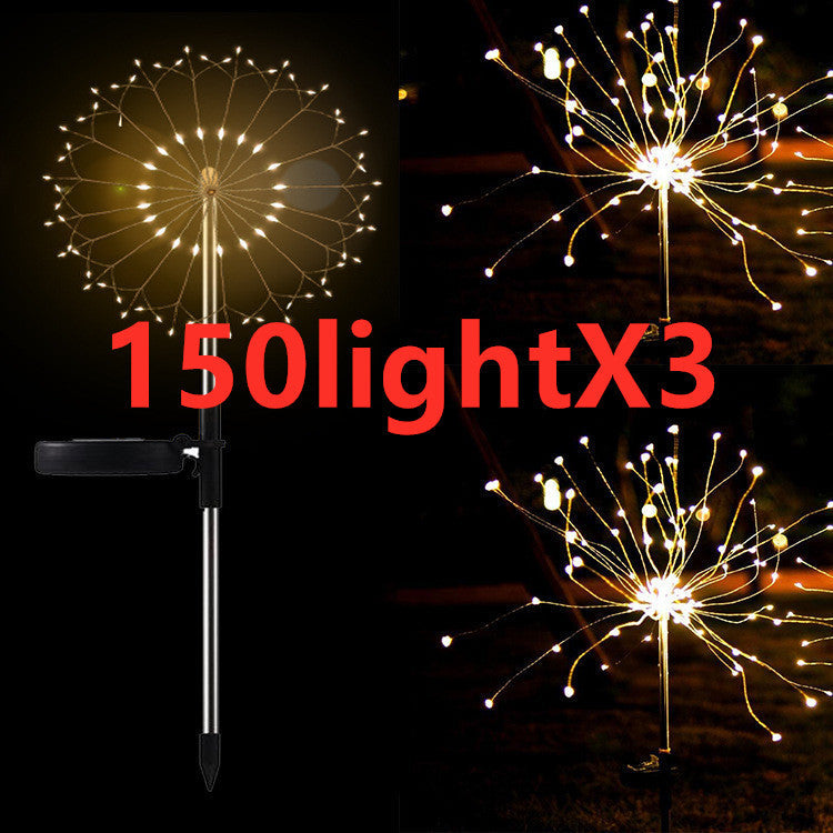 New Ground Plug Solar Fireworks Light LED Light String Copper Wire Outdoor Garden Decoration Star Lights Christmas Lights 13