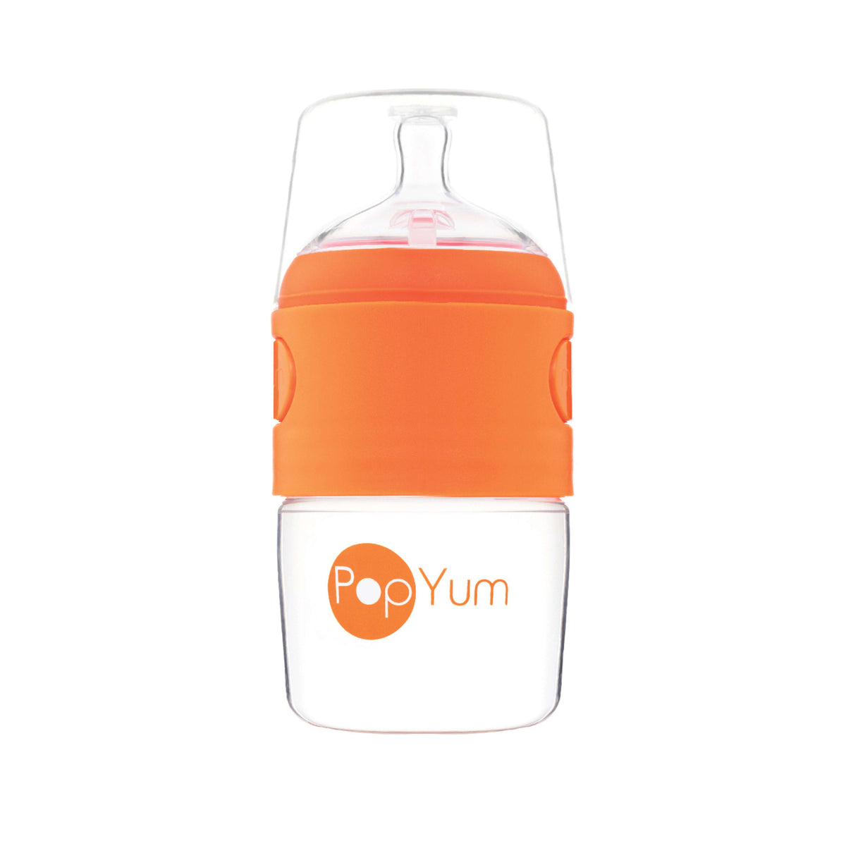 PopYum 5oz Anti-Colic Baby Bottle for Breast and Formula Feeding, Orange, #1 Slow Flow Nipple 1