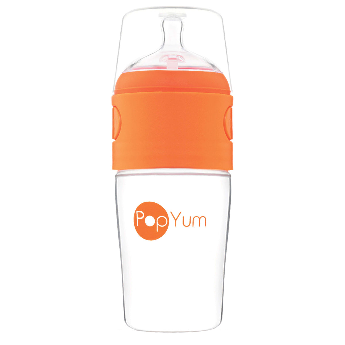 PopYum 9oz Anti-Colic Baby Bottle for Breast and Formula Feeding, Orange, #2 Medium Flow Nipples 1