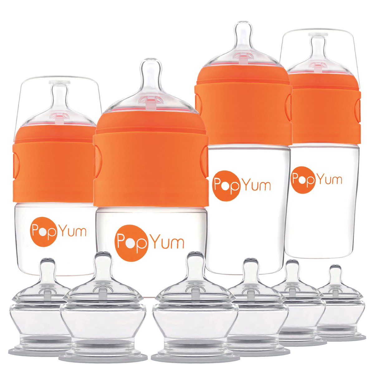 PopYum Orange 10 Piece Bundle: Bottle Set + 3 Nipple 2-Packs 1
