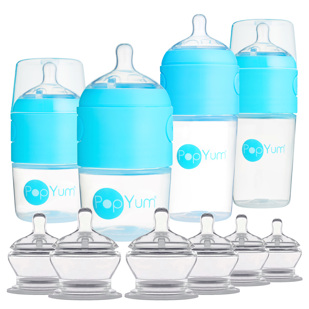 PopYum Blue 10 Piece Bundle: Bottle Set + 3 Nipple 2-Packs 1