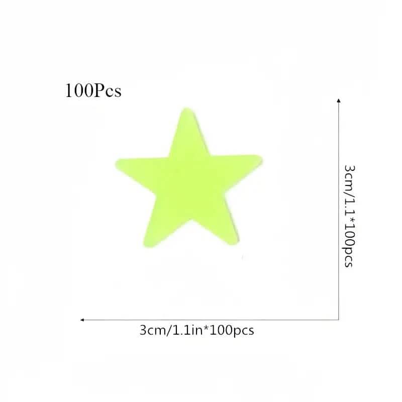 100-Pieces: Luminous Glow in the Dark Star Wall Stickers 3