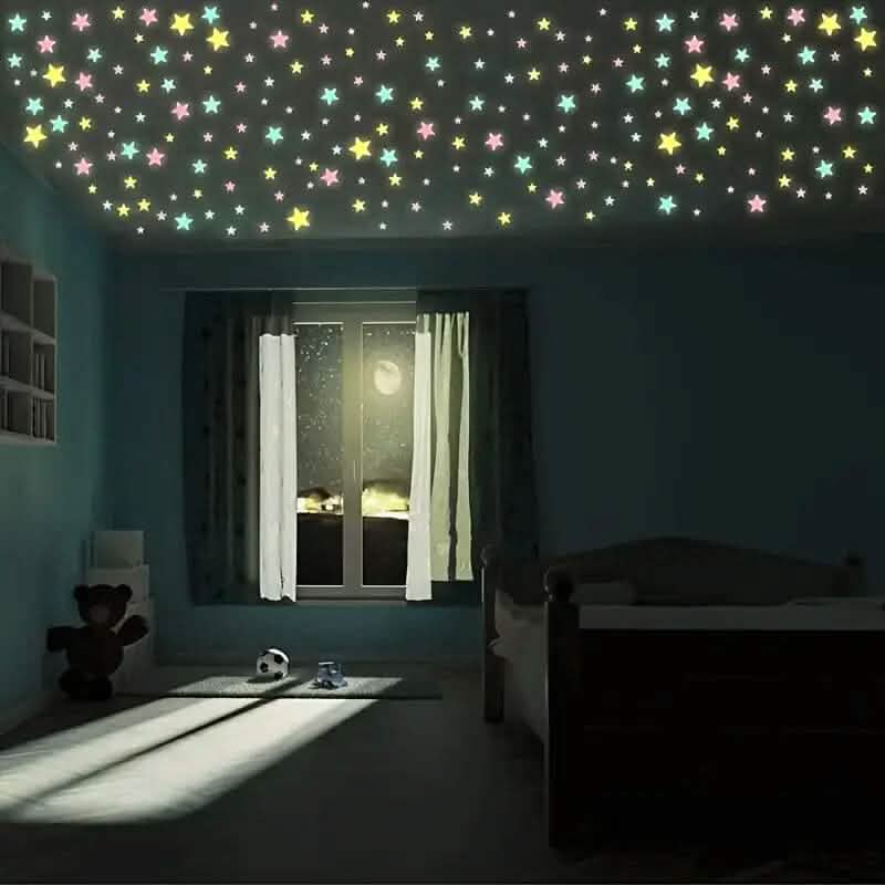 100-Pieces: Luminous Glow in the Dark Star Wall Stickers 5