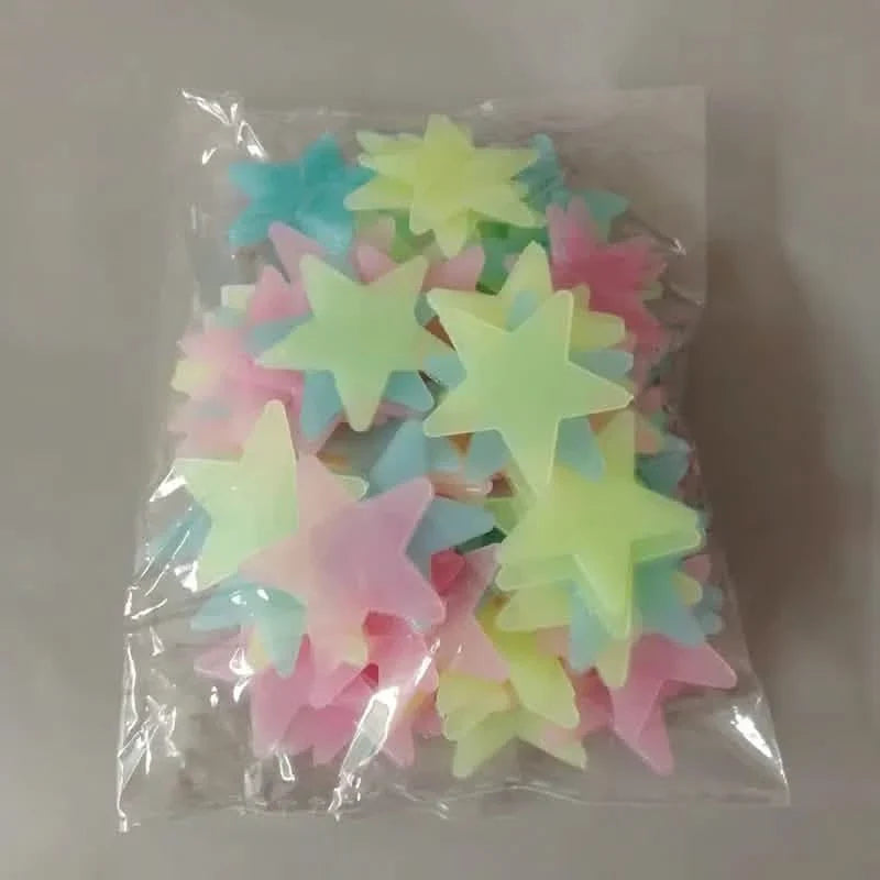 100-Pieces: Luminous Glow in the Dark Star Wall Stickers 12